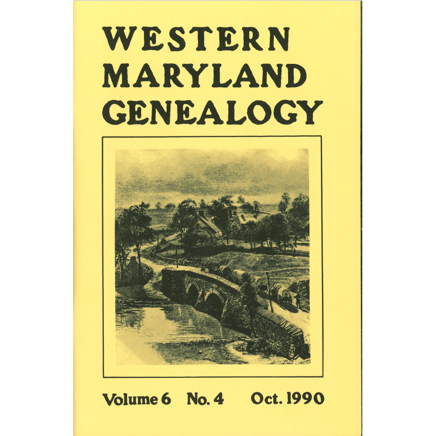 Western Maryland Genealogy, Volume 6, 1990 back cover