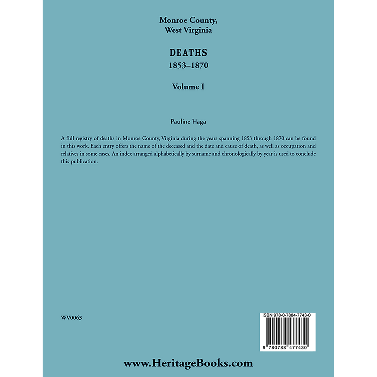 Monroe County, West Virginia Deaths, Volume 1, 1853-1870