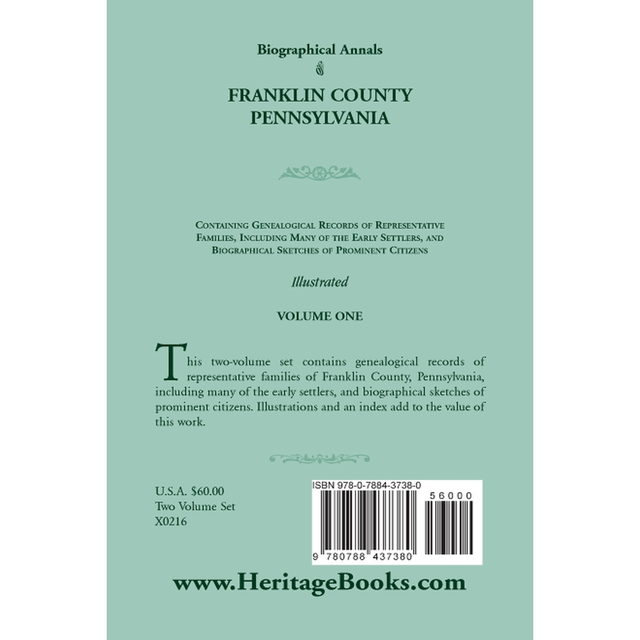 Biographical Annals of Franklin County, Pennsylvania, Volume 1 back cover
