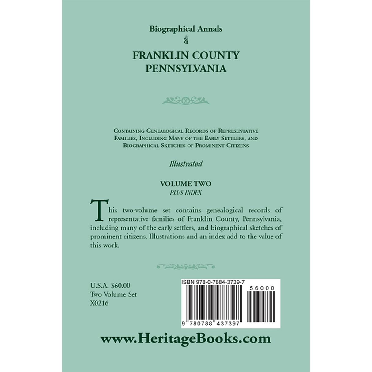 Biographical Annals of Franklin County, Pennsylvania, Volume 2 back cover