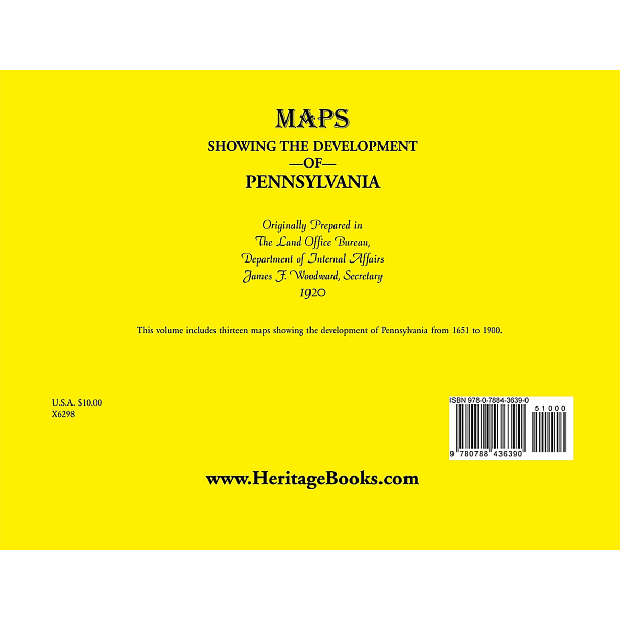 Maps Showing the Development of Pennsylvania back cover