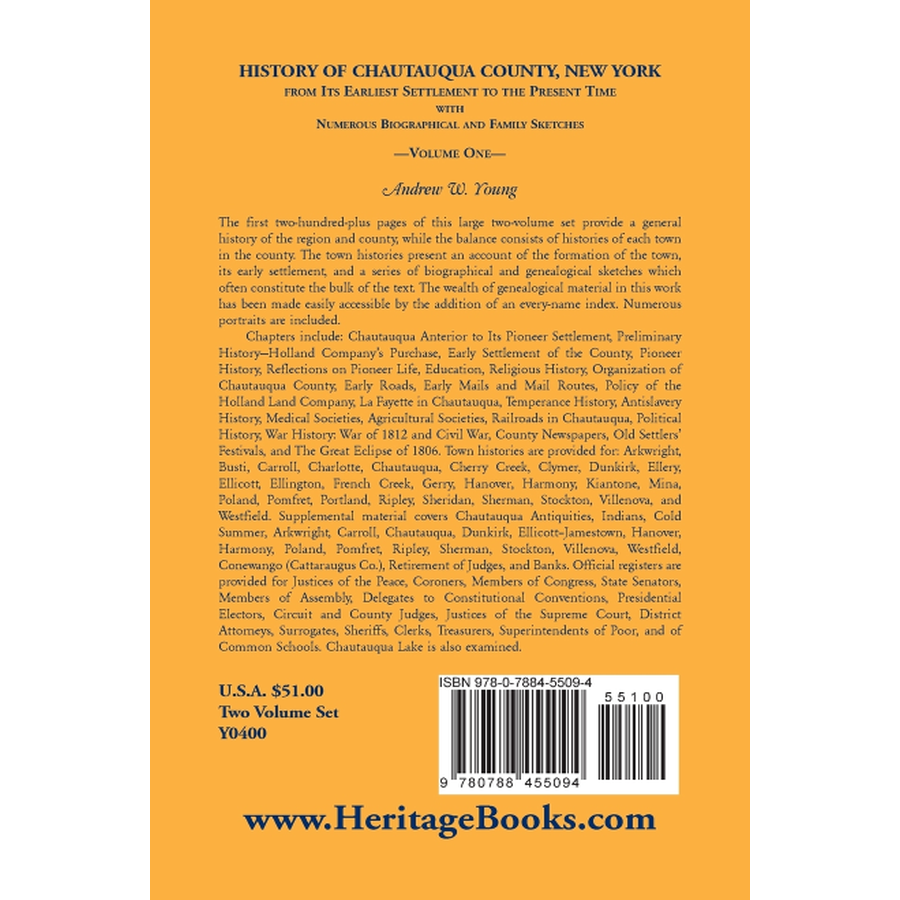 History of Chautauqua County, New York, Volume 1 back cover
