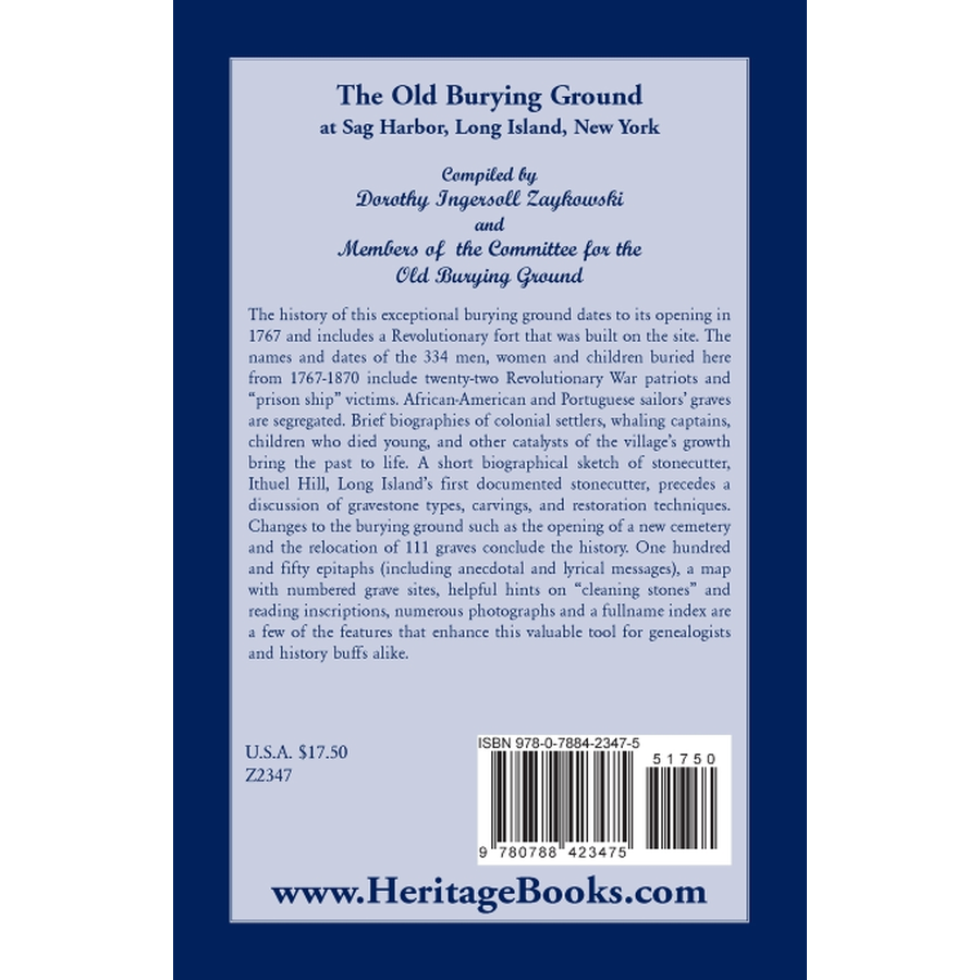 The Old Burying Ground at Sag Harbor Long Island, New York back cover