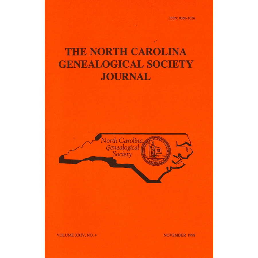 The North Carolina Genealogical Society Journal, Volume 24, No. 4 November, 1998