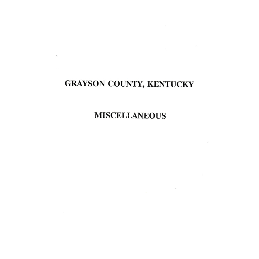 Grayson County, Kentucky Miscellaneous Records