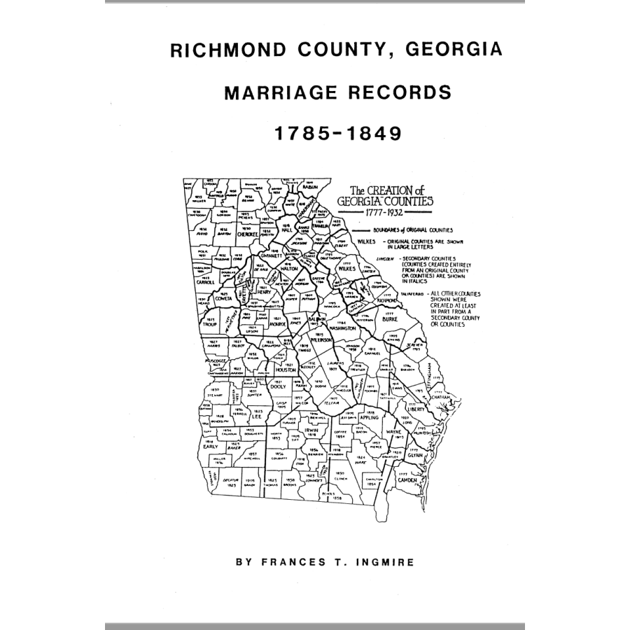 Richmond County, Georgia Marriages 1785-1849