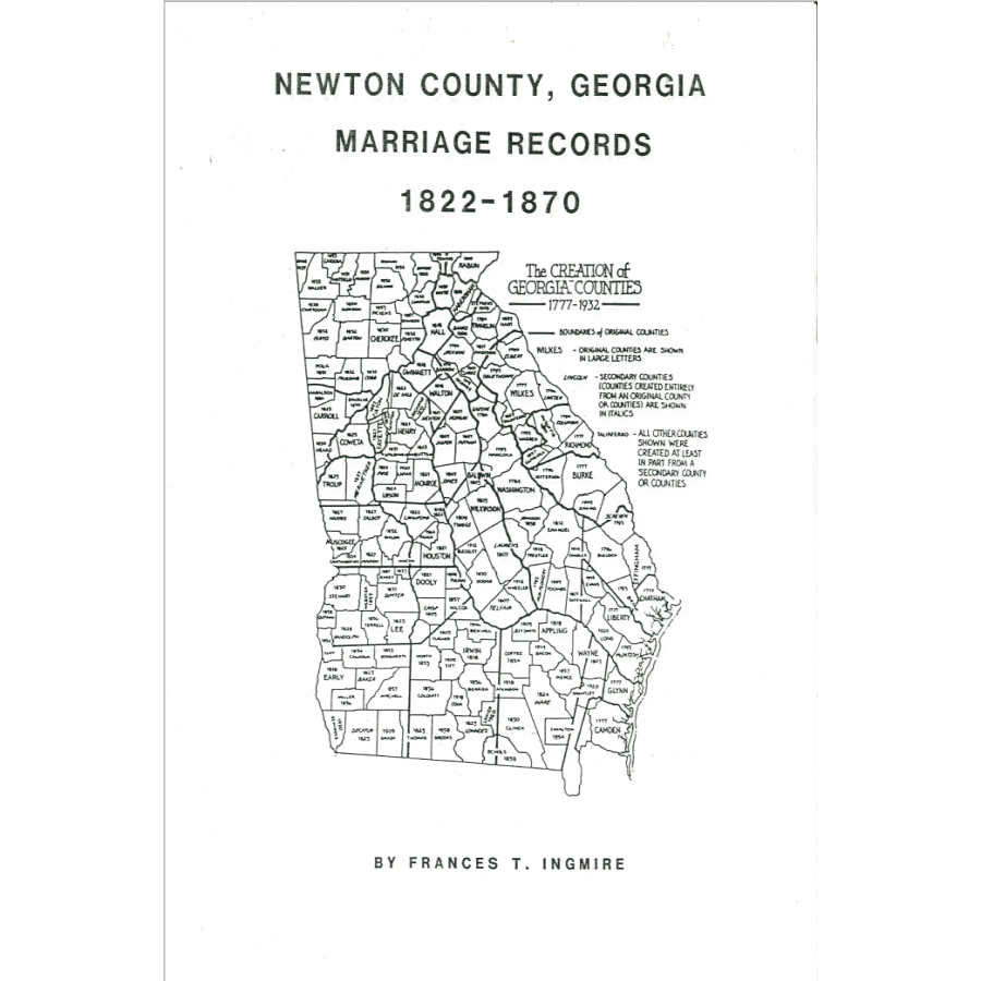 Newton County, Georgia Marriage Records 1822-1870