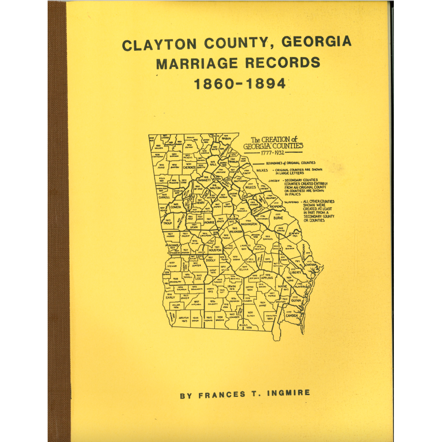 Clayton County, Georgia Marriage Records, 1860-1894