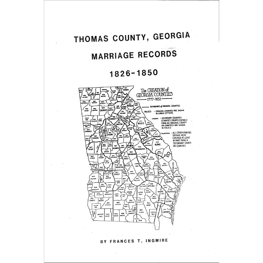 Thomas County, Georgia Marriage Records 1826-1850