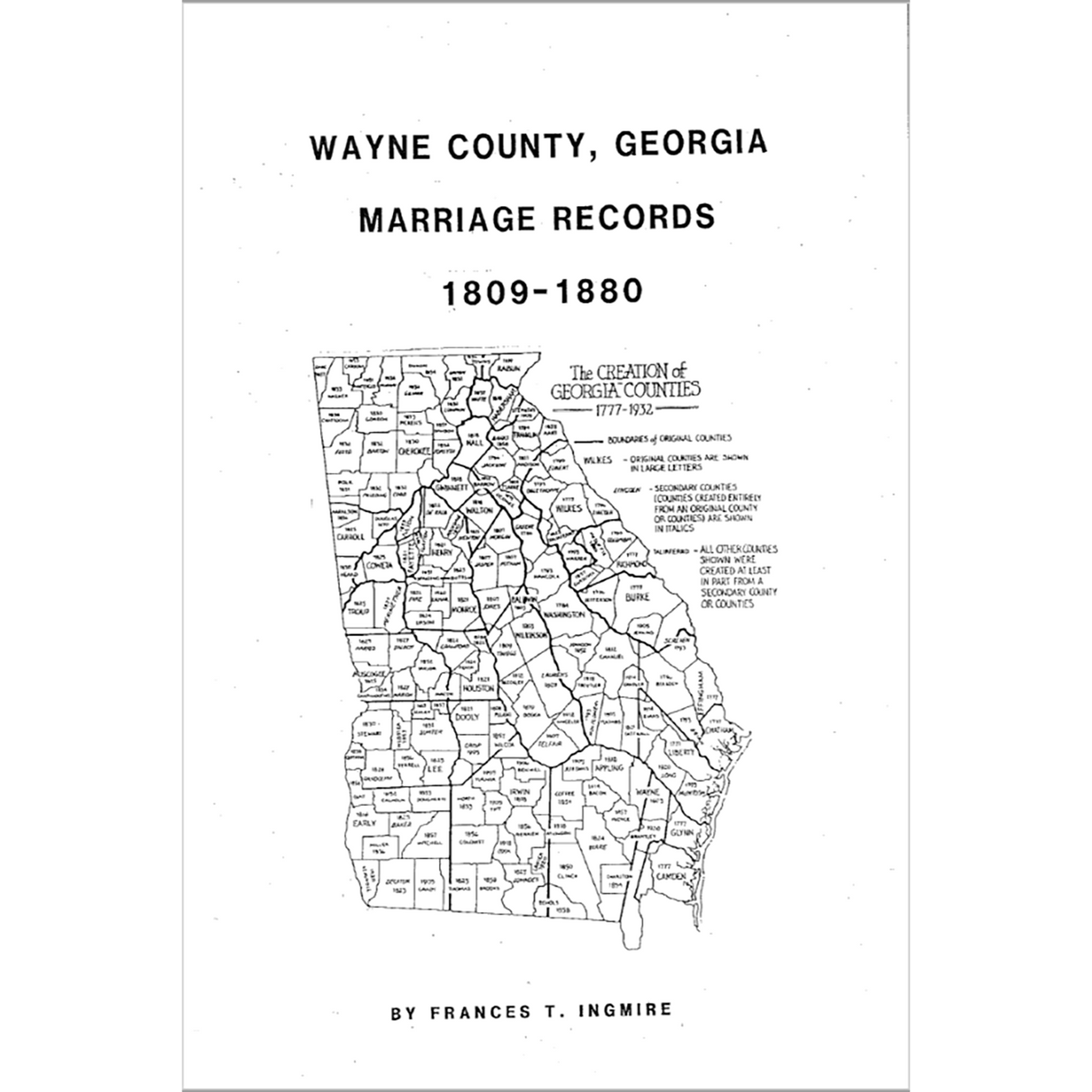 Wayne County, Georgia Marriage Records 1809-1880