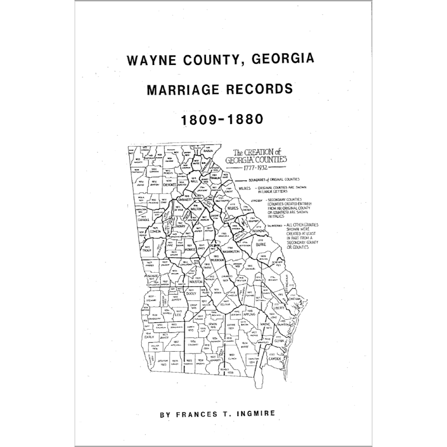 Wayne County, Georgia Marriage Records 1809-1880