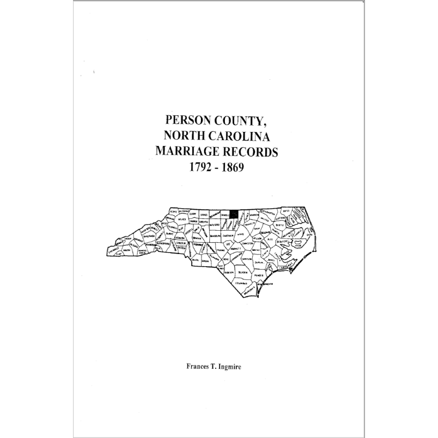 Person County, North Carolina Marriage Records, 1792-1869