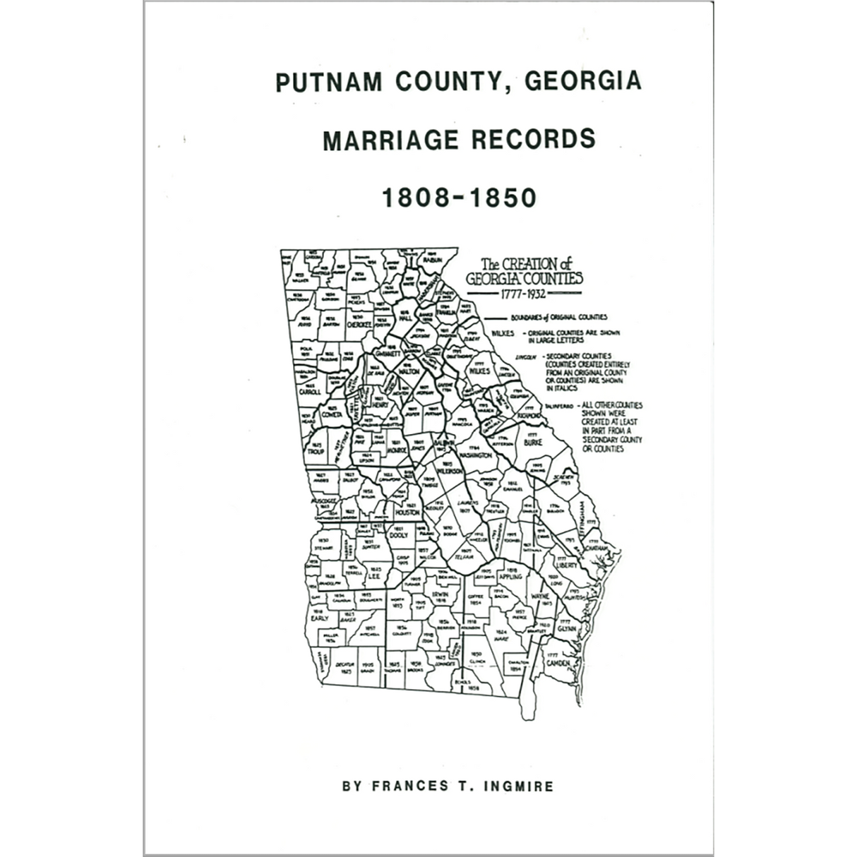 Putnam County, Georgia Marriage Records 1809-1850