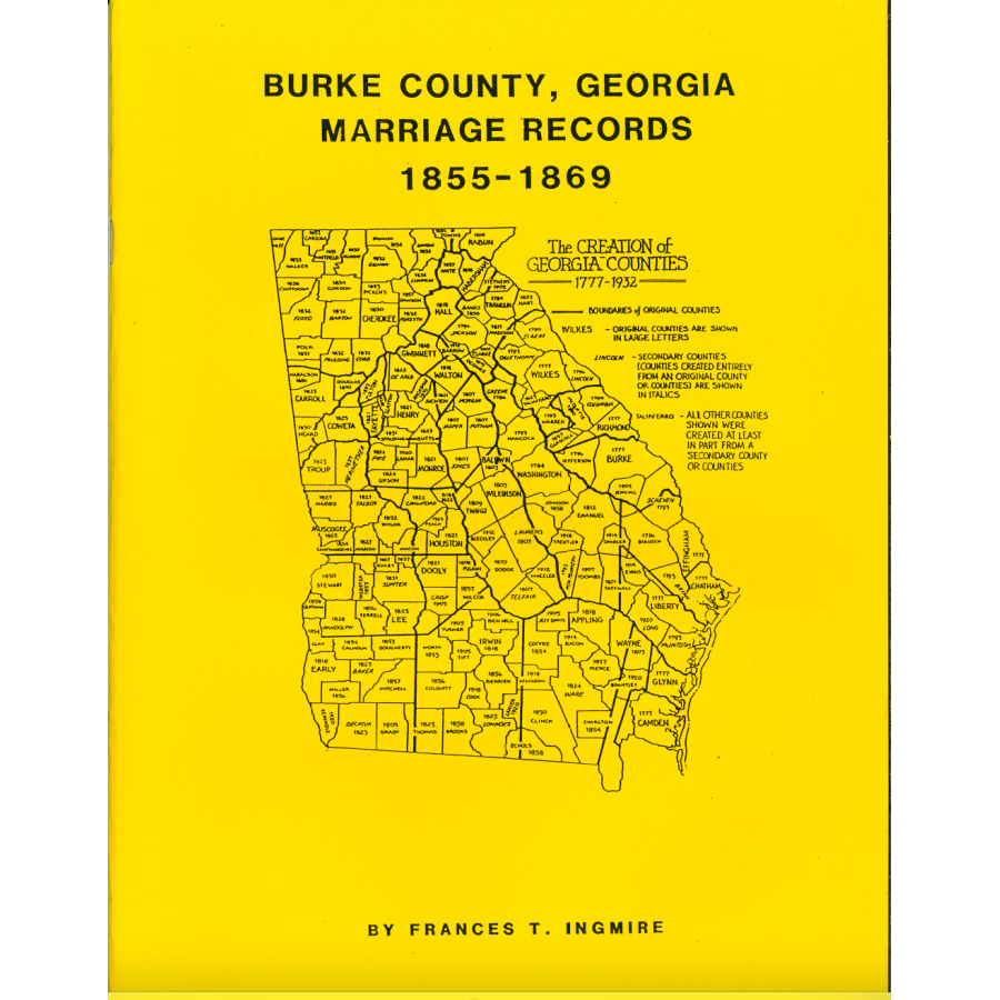 Burke County, Georgia Marriage Records, 1855-1869