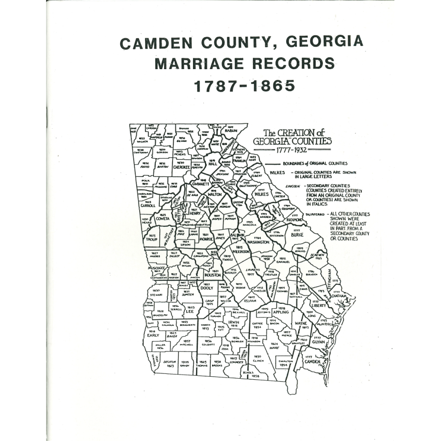 Camden County, Georgia Marriage Records, 1787-1865