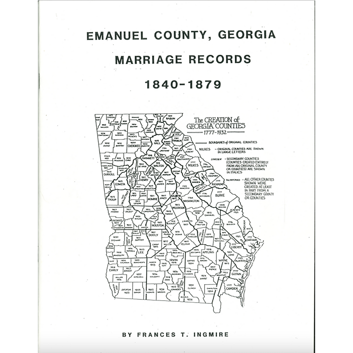 Emanuel County, Georgia Marriage Records, 1840-1879