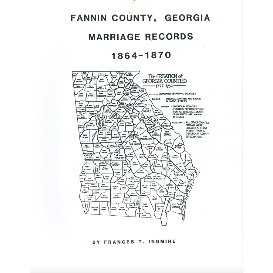 Fannin County, Georgia Marriage Records, 1864-1870