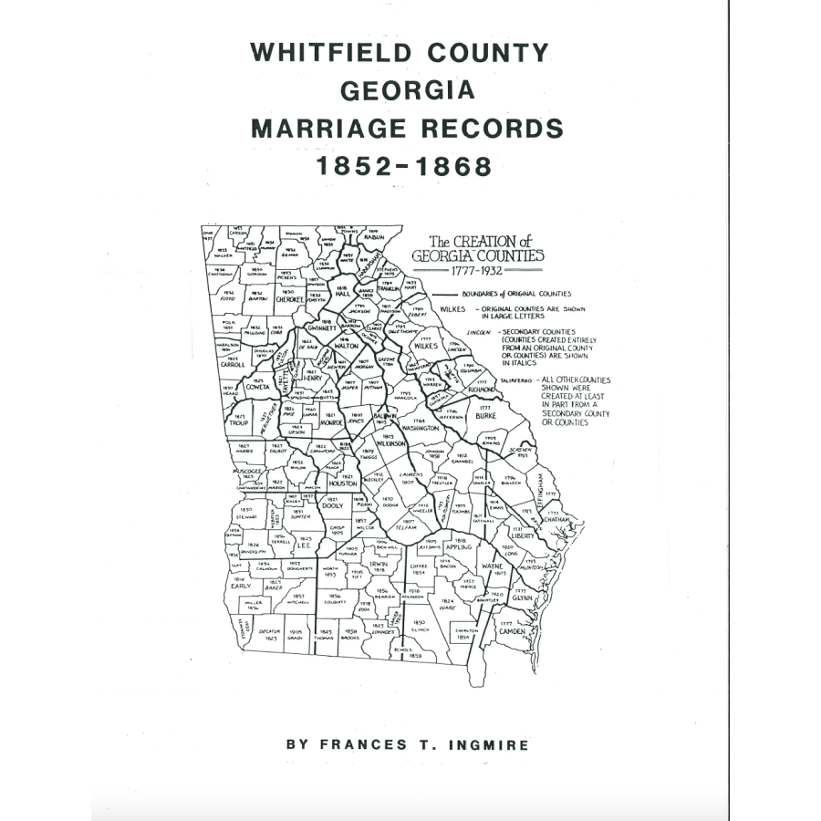 Whitfield County, Georgia Marriage Records, 1852-1868