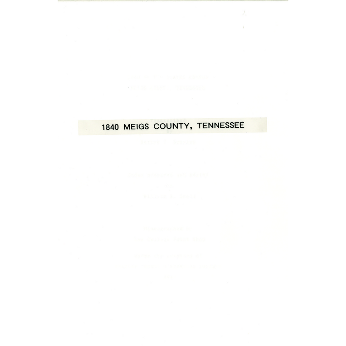 1840 Meigs County, Tennesse Census