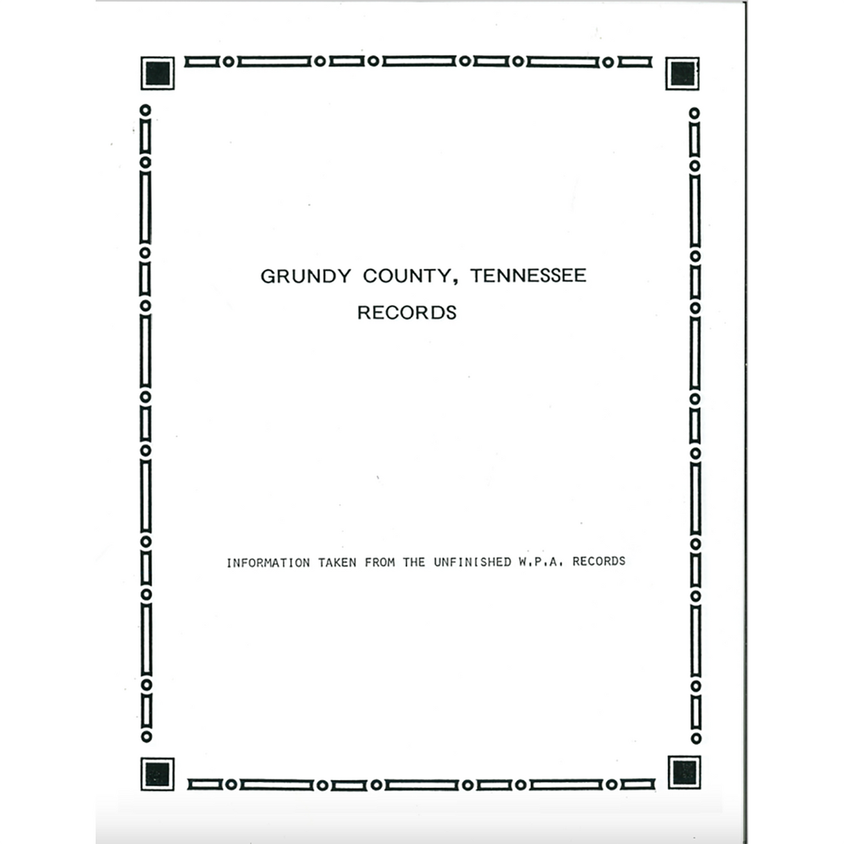 Grundy County, Tennessee WPA Records