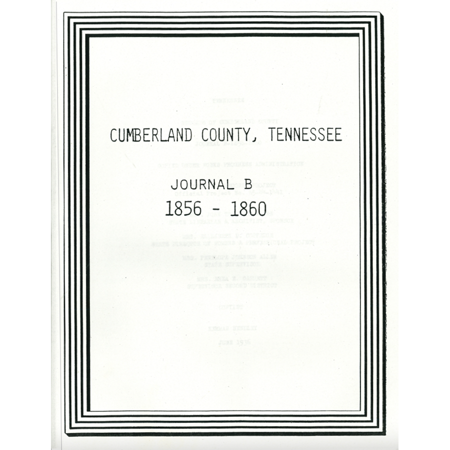 Cumberland County, Tennessee Journal B 1856-1860
