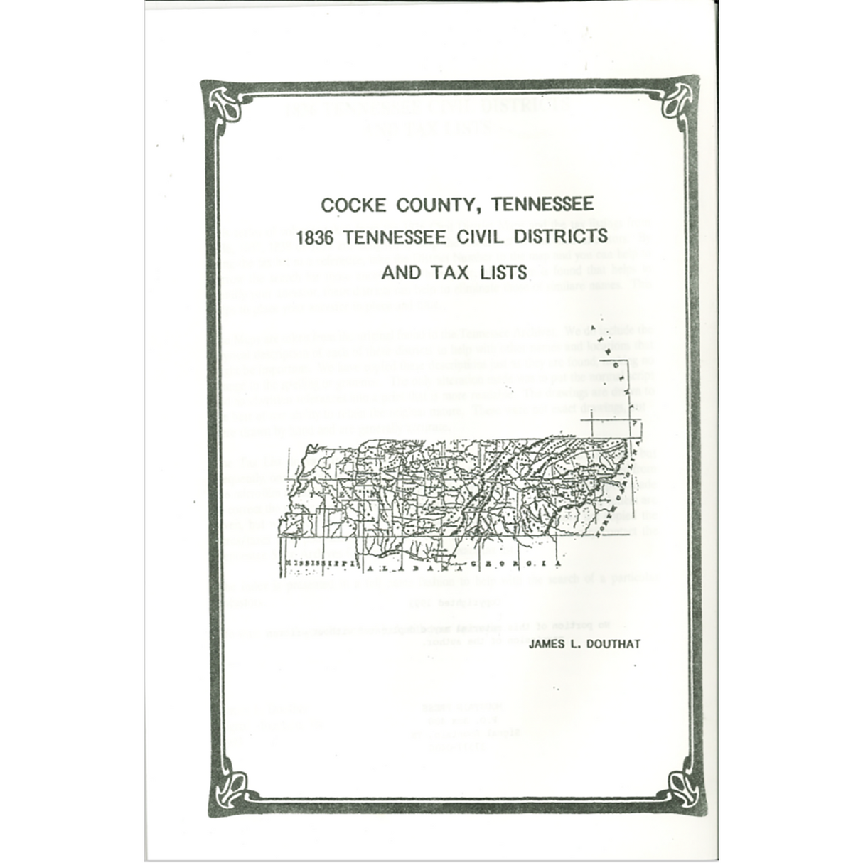 1836 Cocke County, Tennessee Civil Districts and Tax Lists