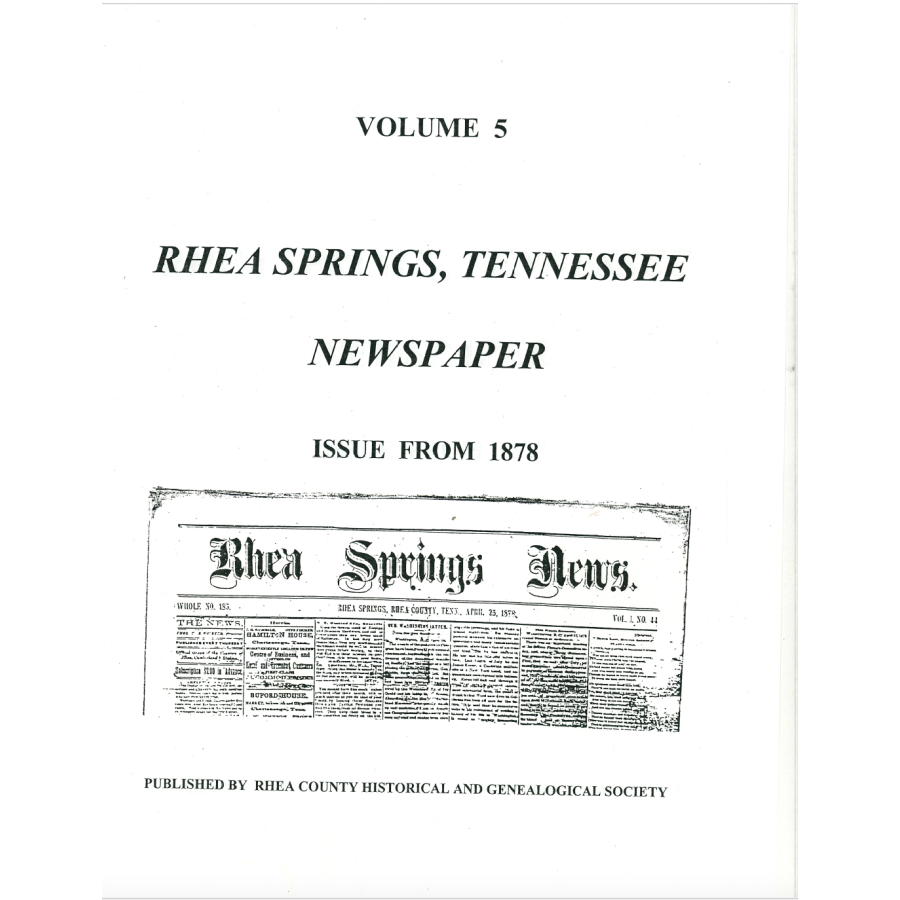 Rhea Springs, Tennessee Newspaper, Issue from 1878