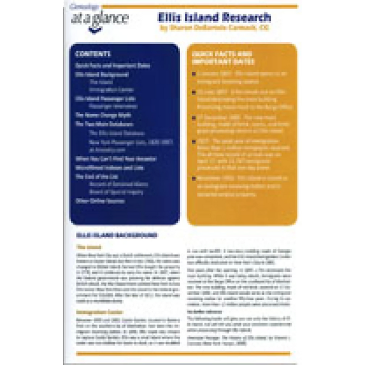 Genealogy at a Glance: Ellis Island Research