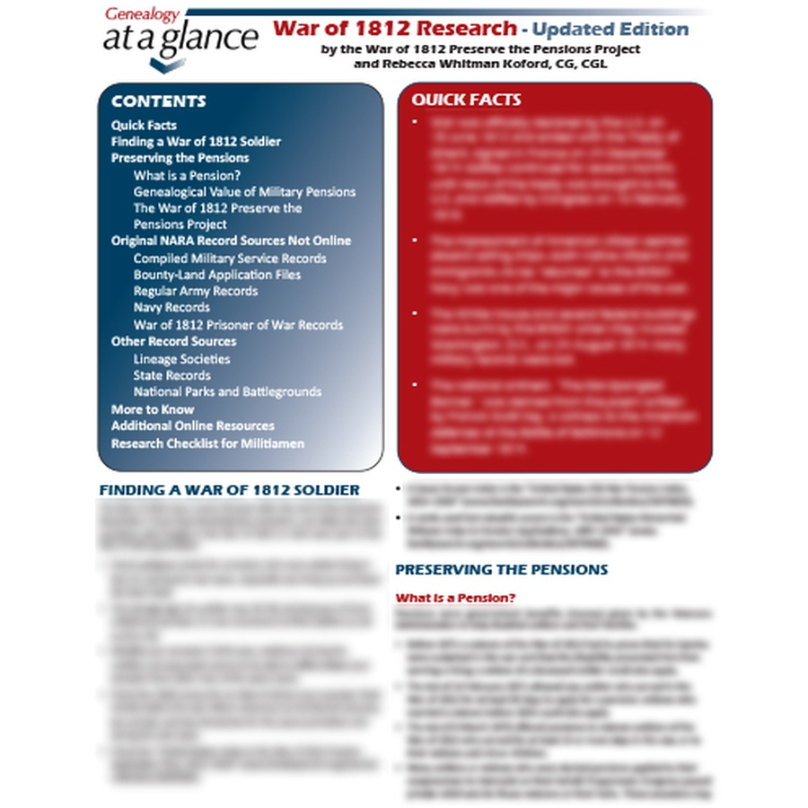 Genealogy at a Glance: War of 1812 Research, Updated Edition