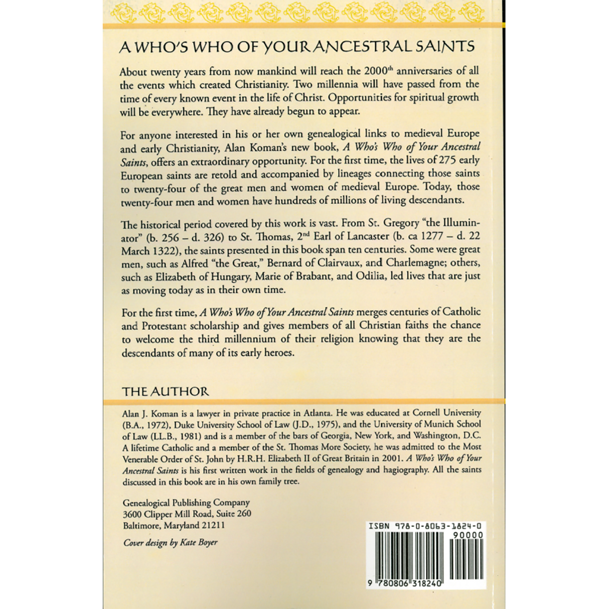 A Who's Who of Your Ancestral Saints back cover