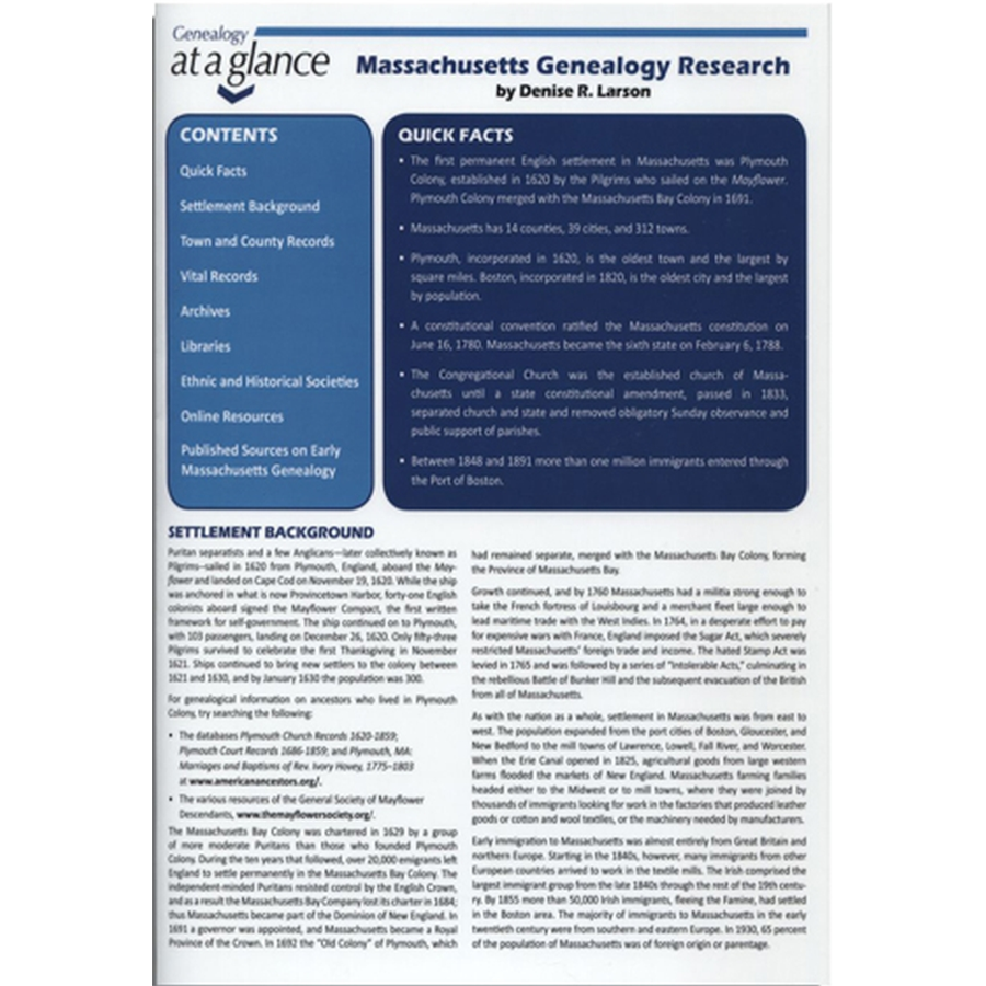 Genealogy at a Glance: Massachusetts Genealogy Research