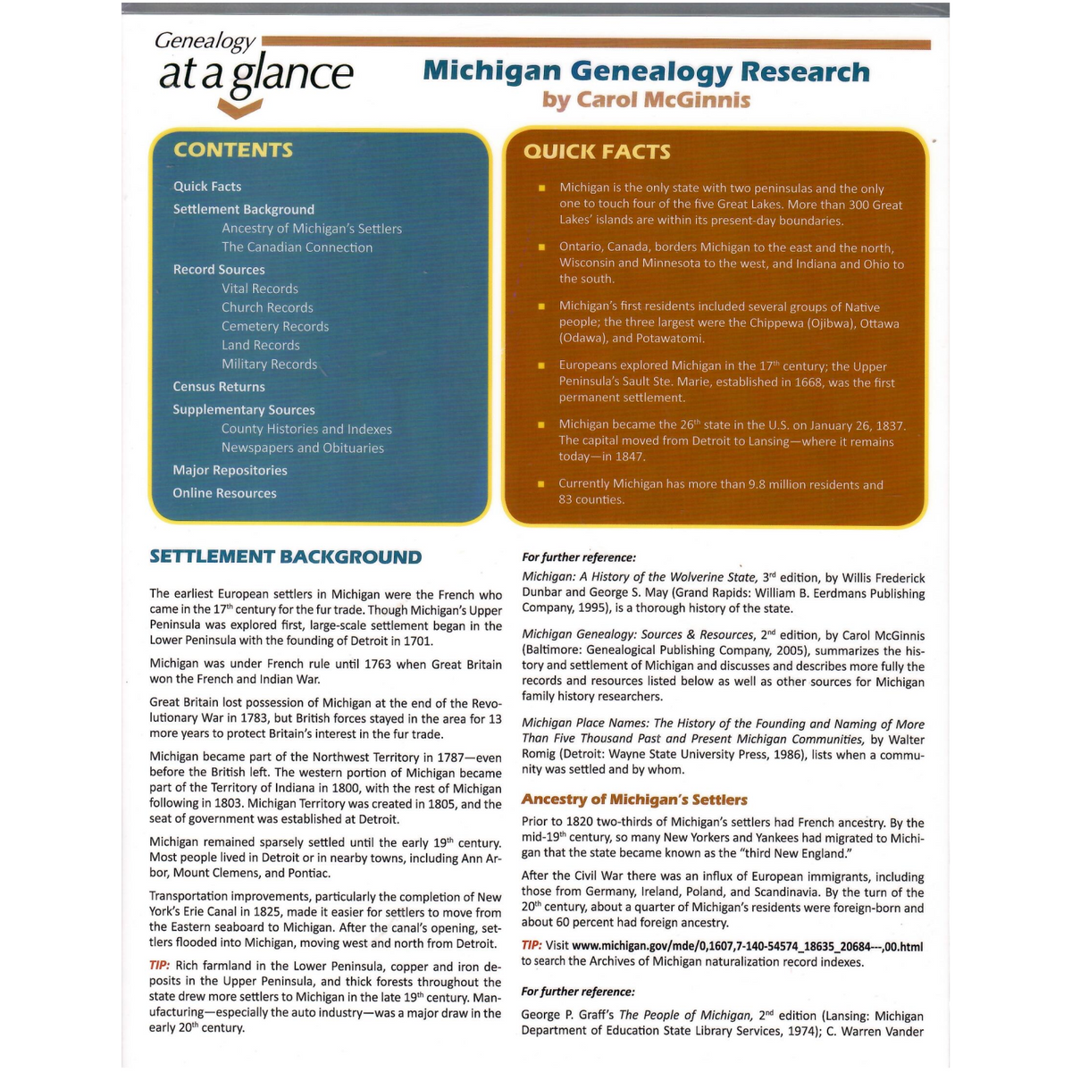 Genealogy at a Glance: Michigan Genealogy Research