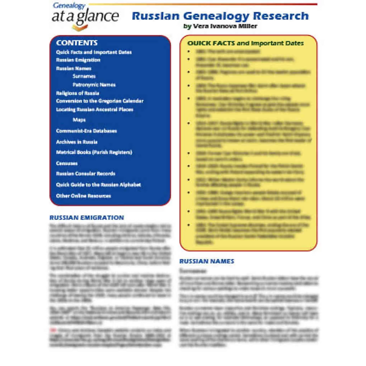 Genealogy at a Glance: Russian Genealogy Research