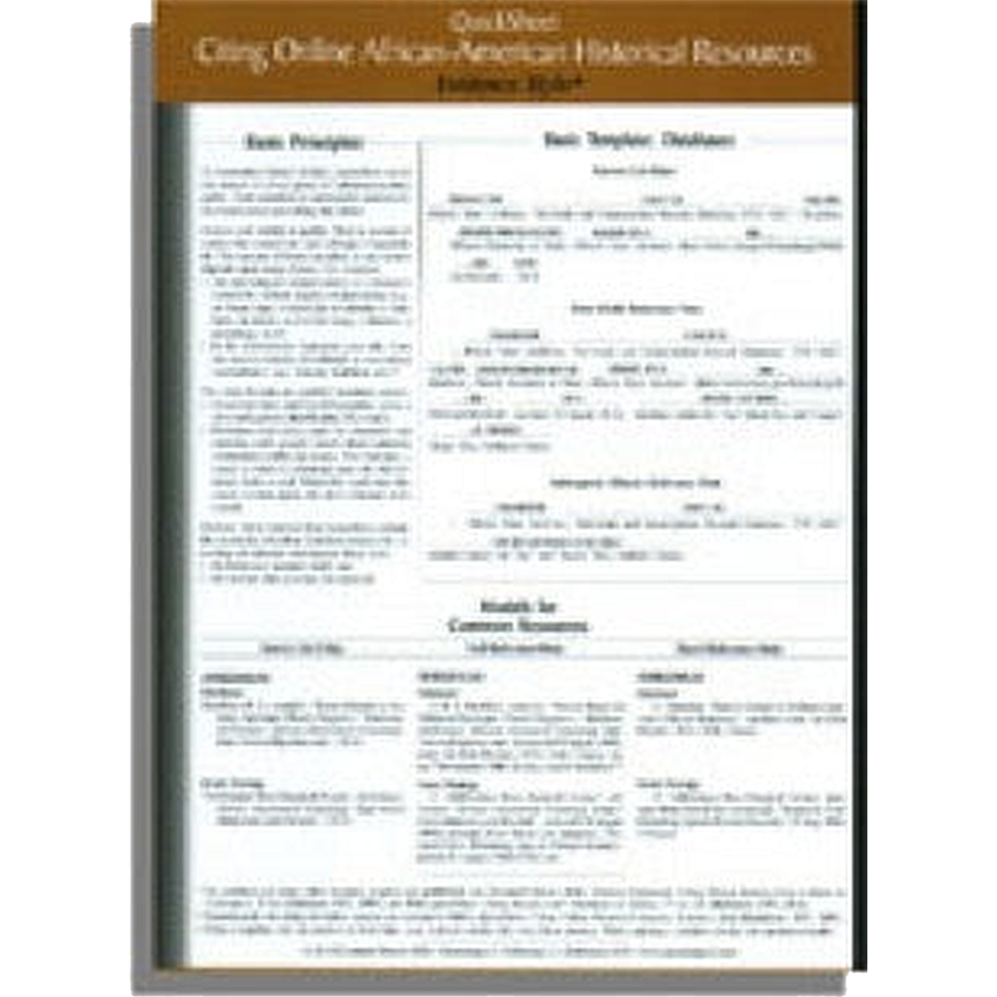 QuickSheet: Citing Online African-American Historical Resources Evidence! Style