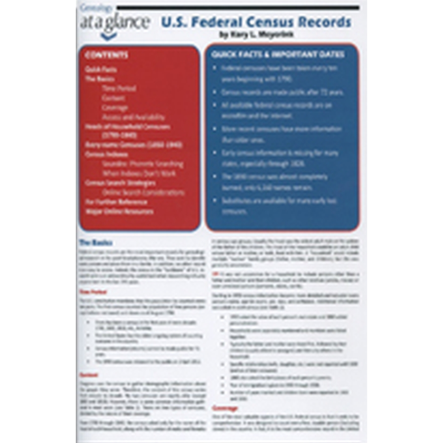 Genealogy at a Glance: U.S. Federal Census Records