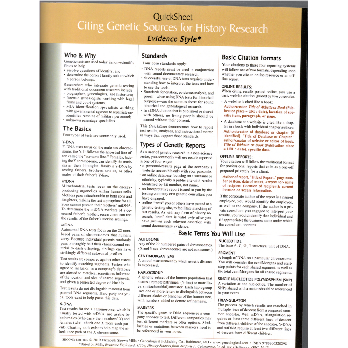 QuickSheet: Citing Genetic Sources for History Research Evidence! Style