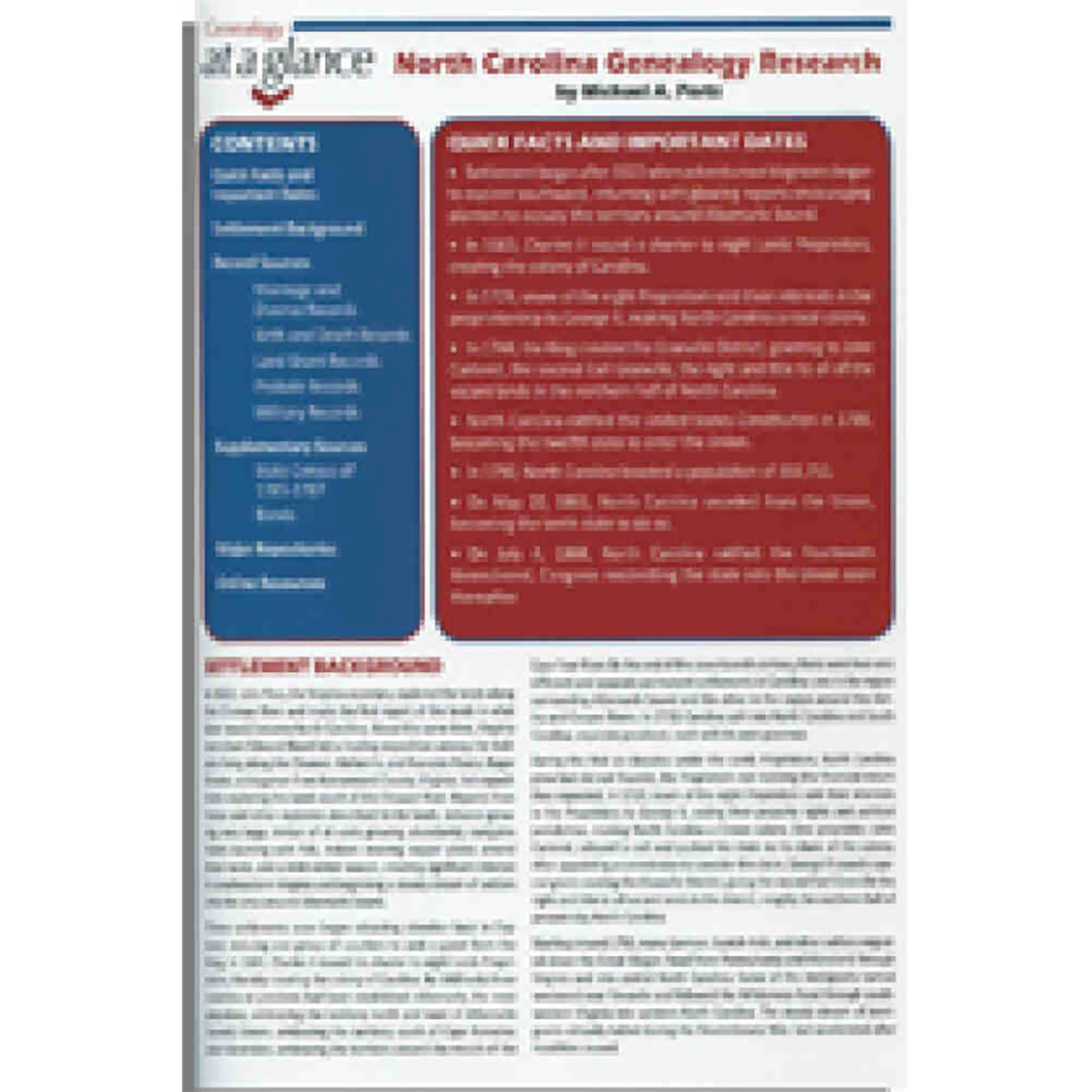 Genealogy at a Glance: North Carolina Genealogy Research
