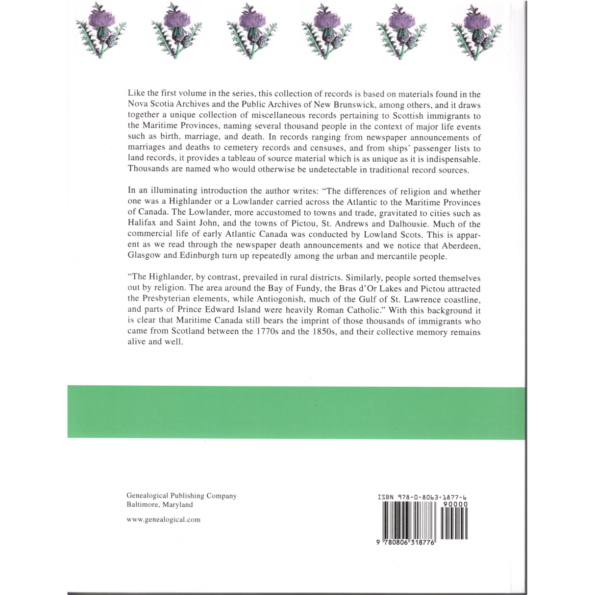 Some Early Scots in Maritime Canada, Volume II back cover