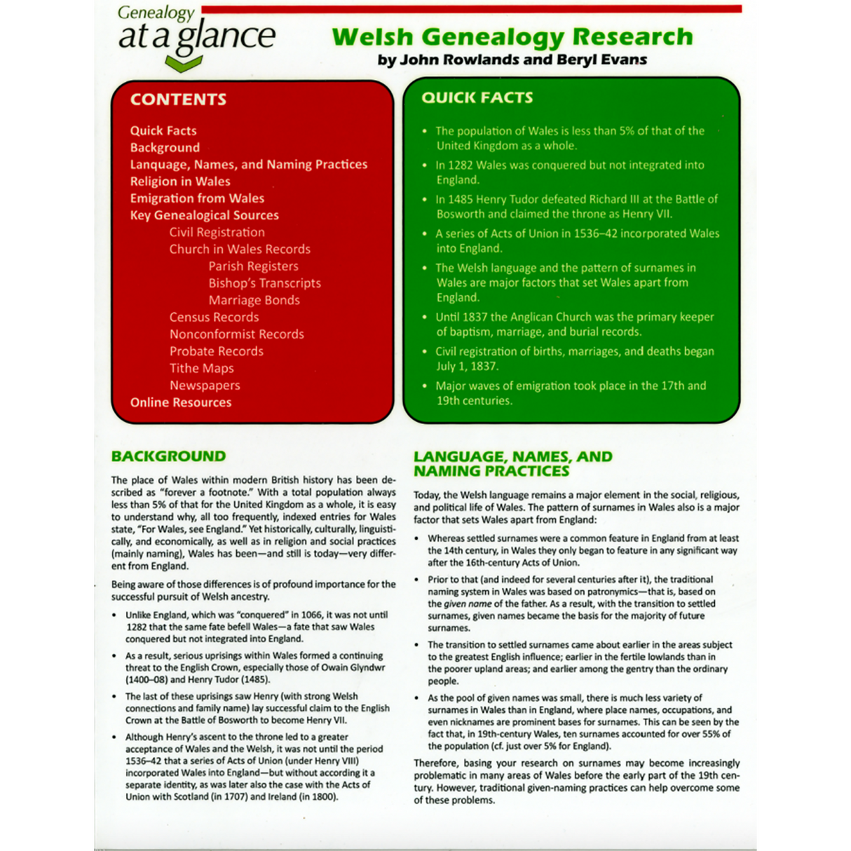 Genealogy at a Glance: Welsh Genealogy Research
