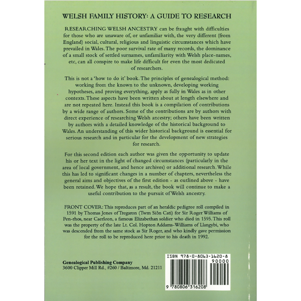 Welsh Family History: A Guide to Research, Second Edition back cover