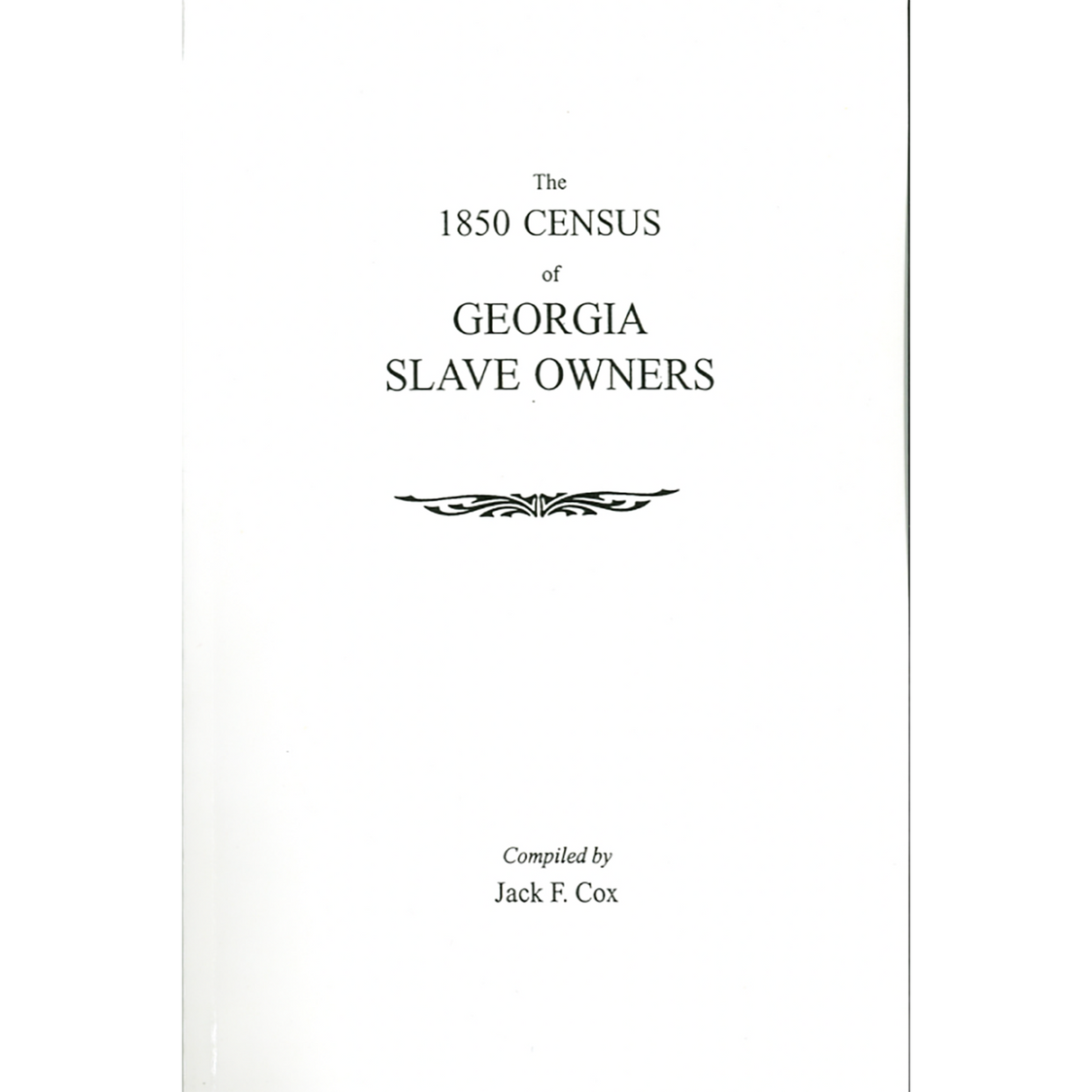 The 1850 Census of Georgia Slave Owners