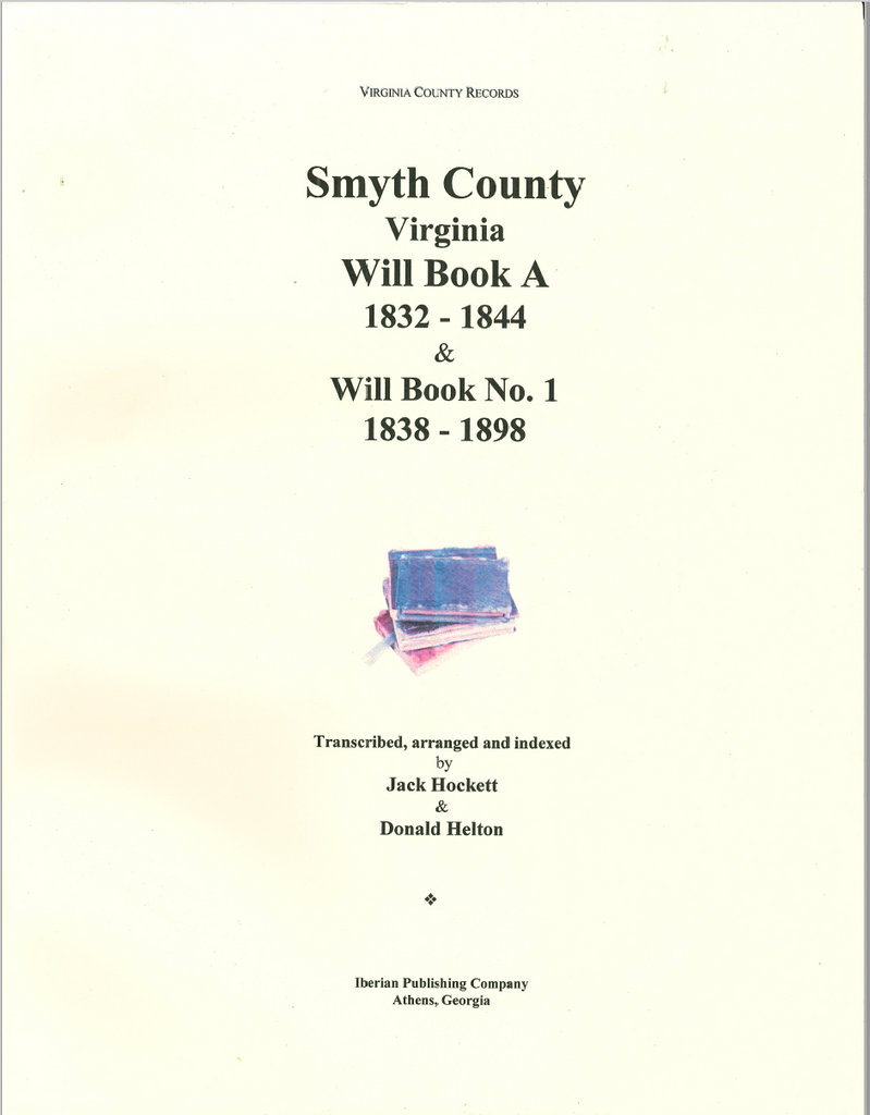 Smyth County VA Will Book A and Will book no 1 cover