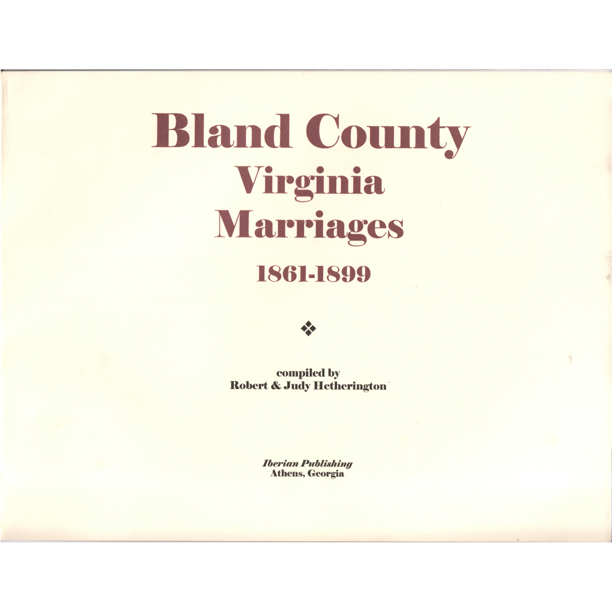 Bland County, Virginia Marriages, 1861-1899