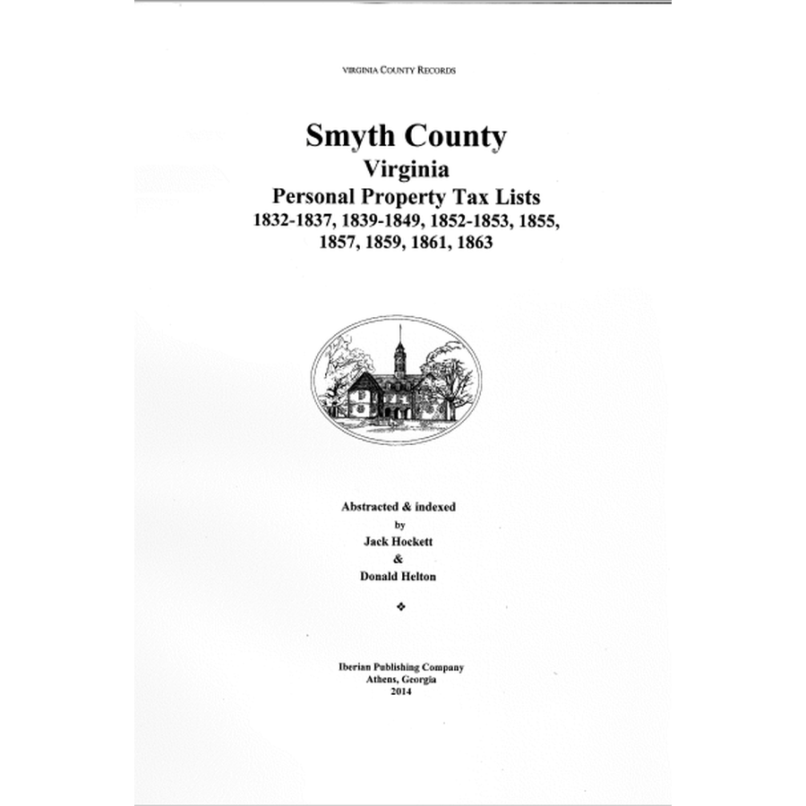 Smyth County, Virginia Personal Property Tax Lists, 18321837, 183918