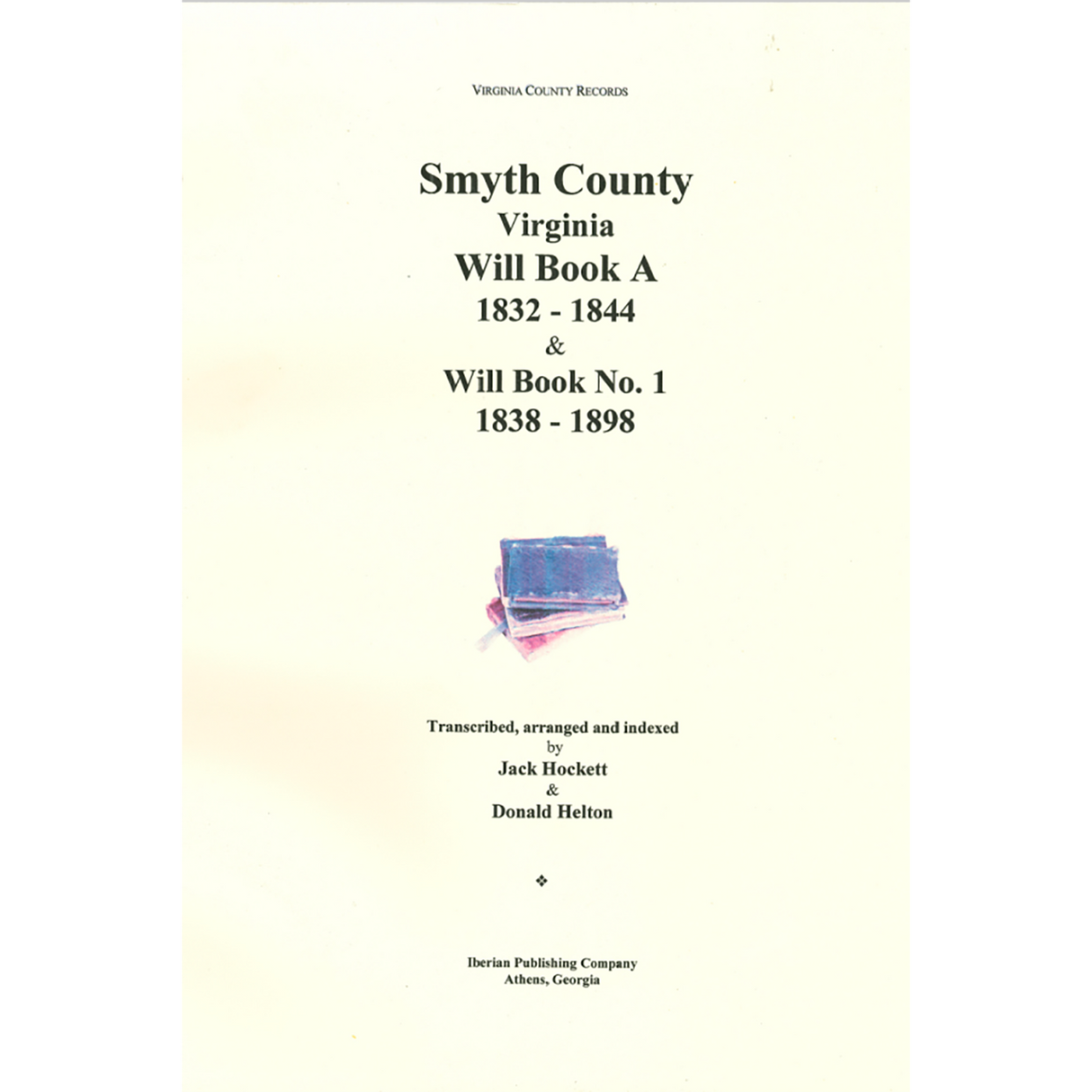 Smyth County VA Will Book A and Will book no 1 cover