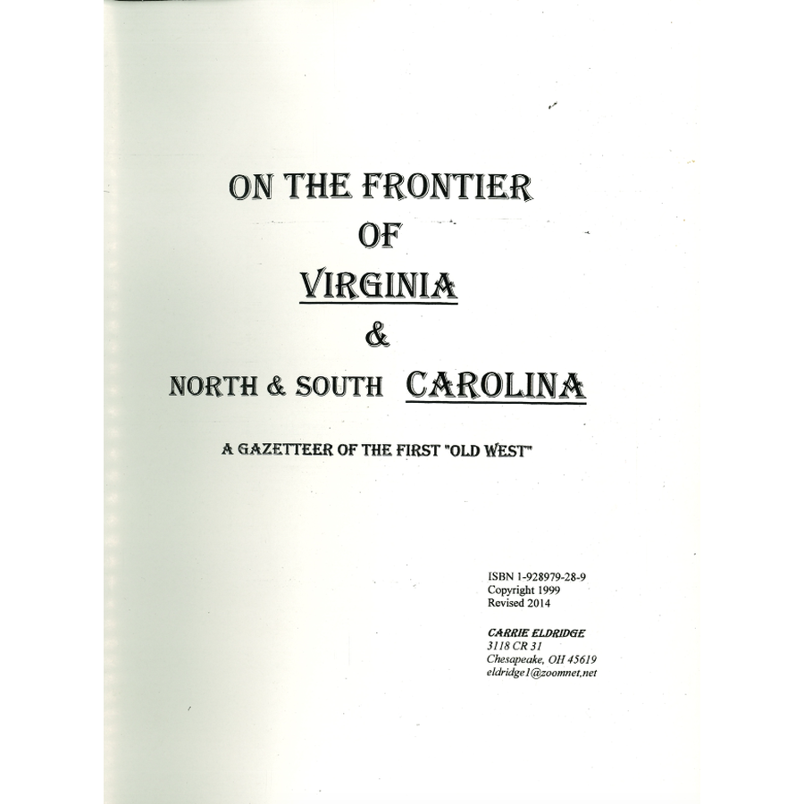 On the Frontier of Virginia and North and South Carolina