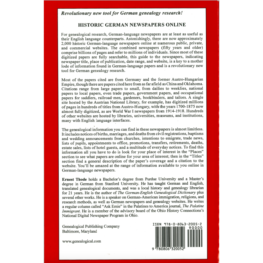 Historic German Newspapers Online back cover