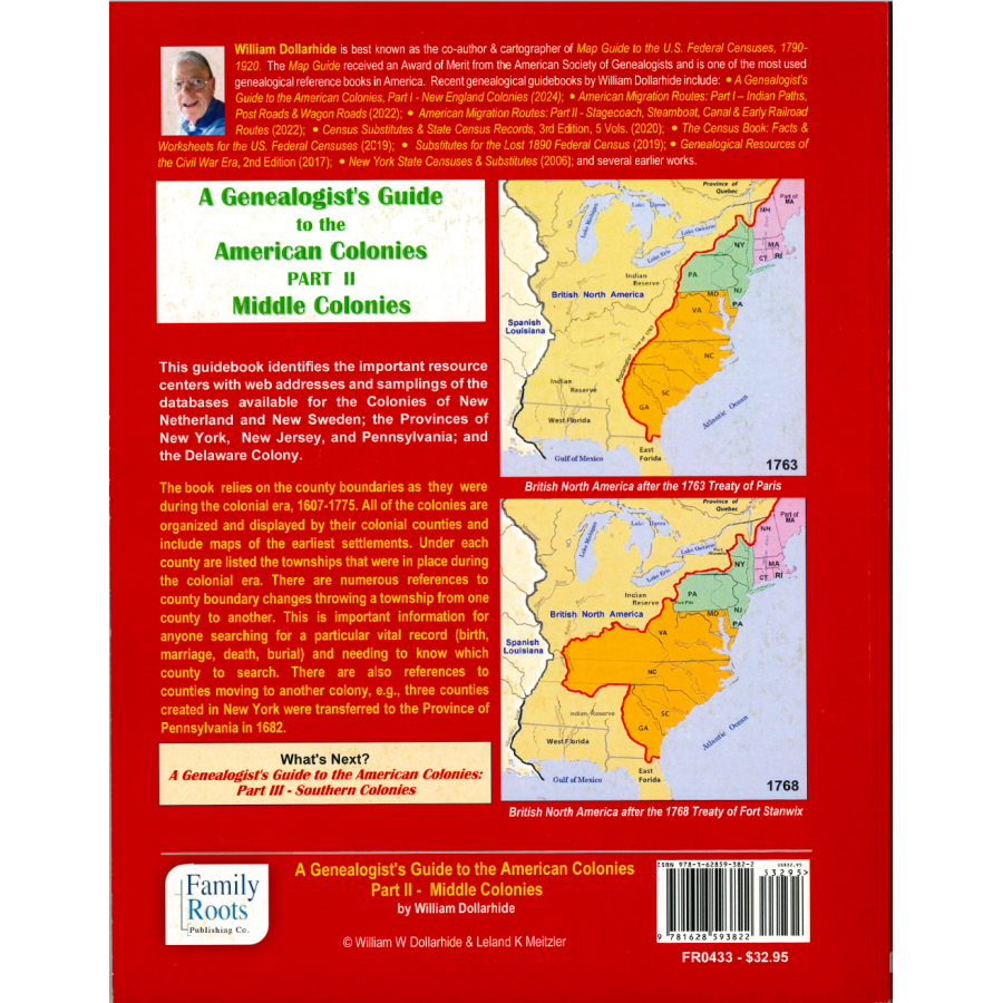 A Genealogist's Guide to the American Colonies: Part II - Middle Colonies back cover