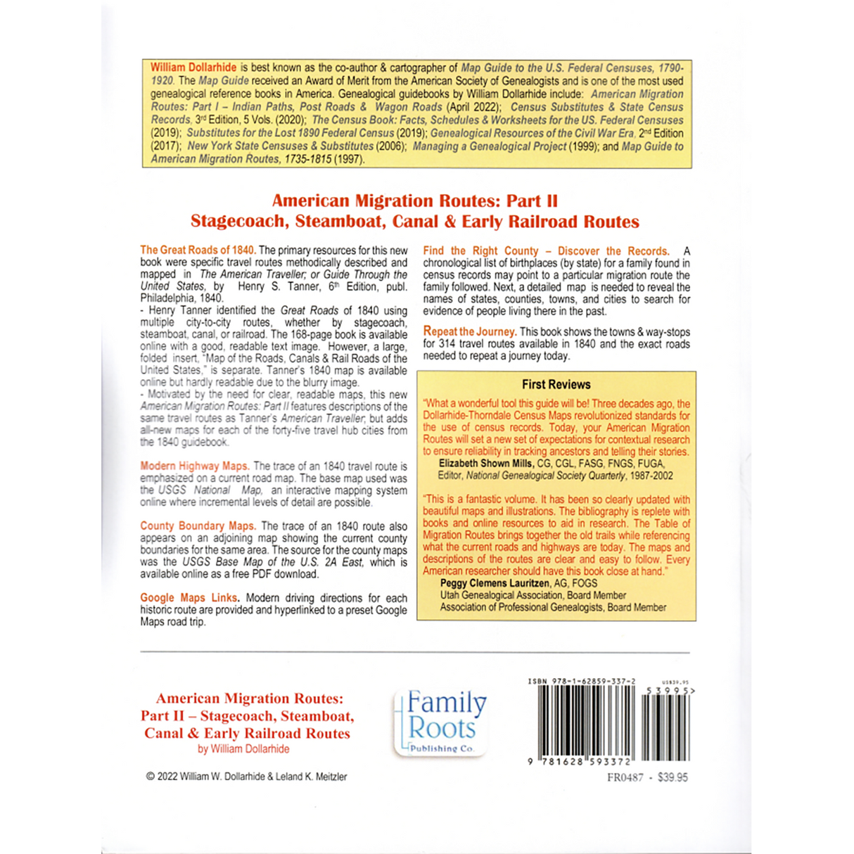 American Migration Routes, Part II: Stagecoach, Steamboat, Canal and Early Railroad Routes back cover