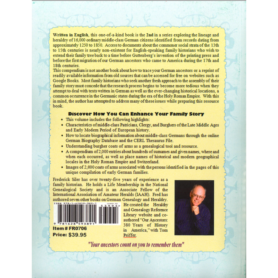 A Compendium of Middle-Class German Citizens, 1250-1850, Volume 2 back cover